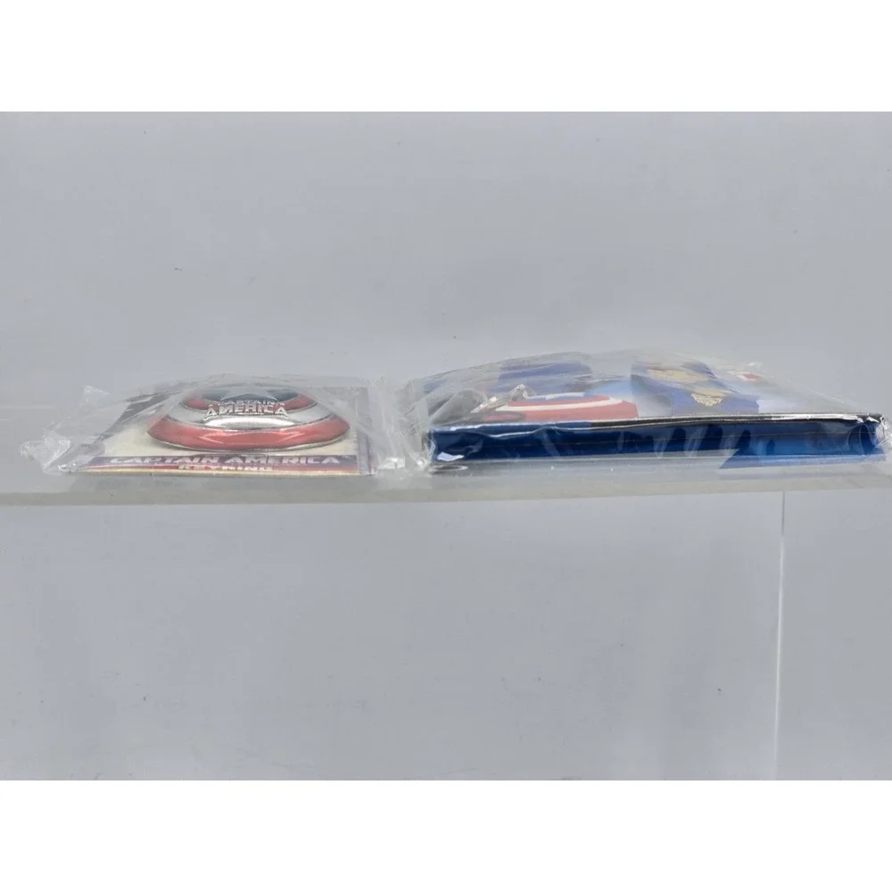 2 Lot Marvel Captain America Shield Pewter Key Ring NEW SEALED &‎ Lanyard!